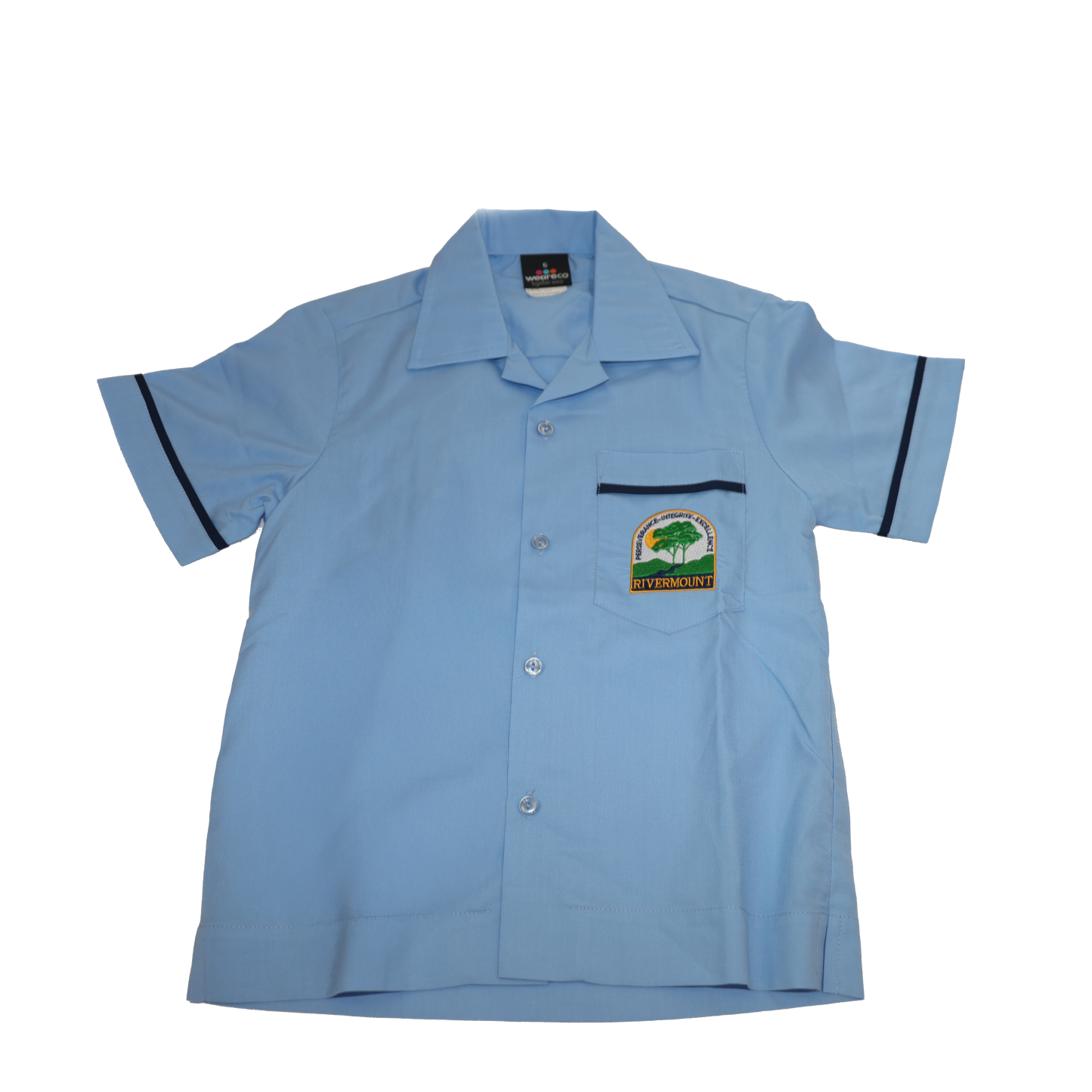 Boys P-3 Light Blue Jack Shirt With Navy Trimming