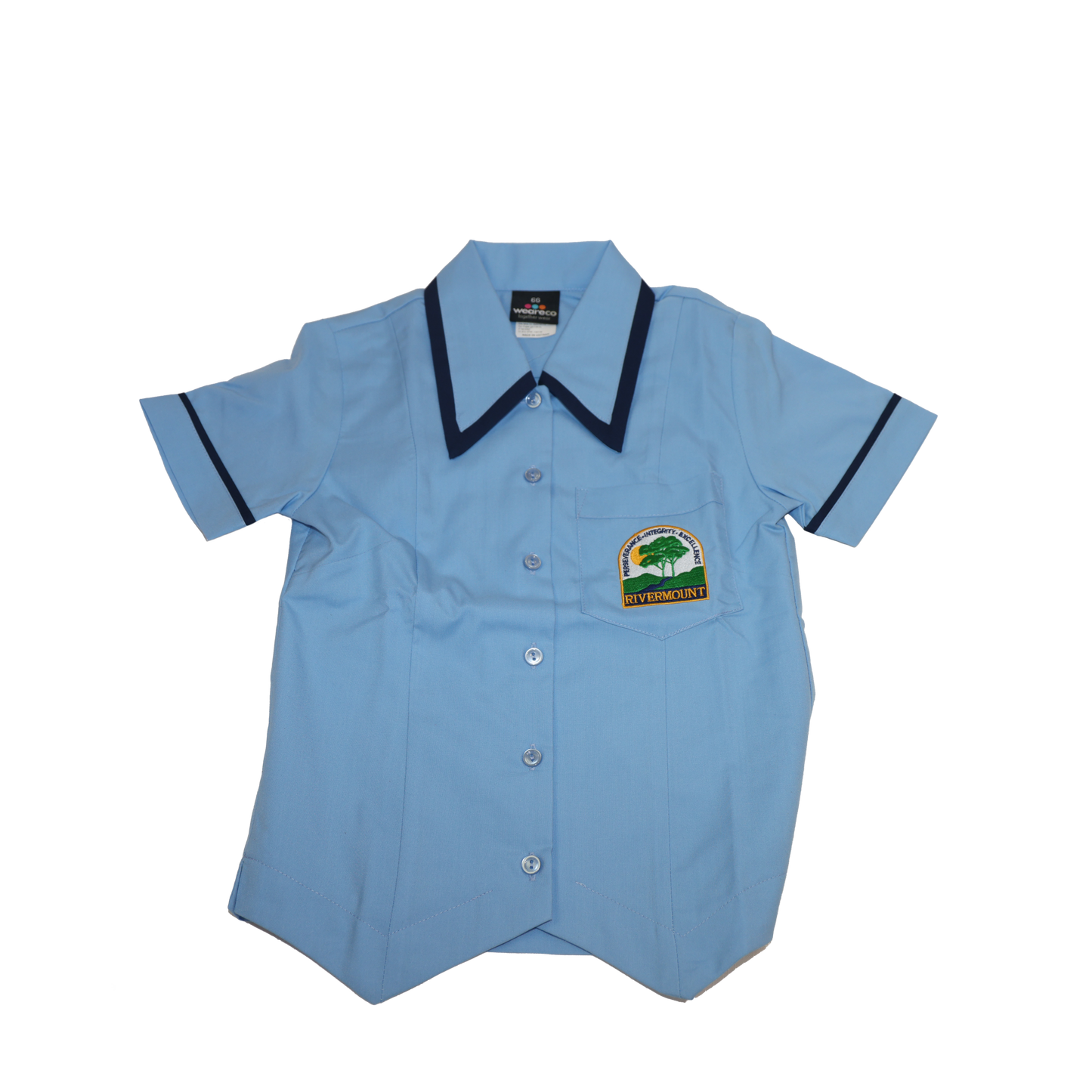 Primary Girls 4-6 Light Blue Blouse with Navy Trim