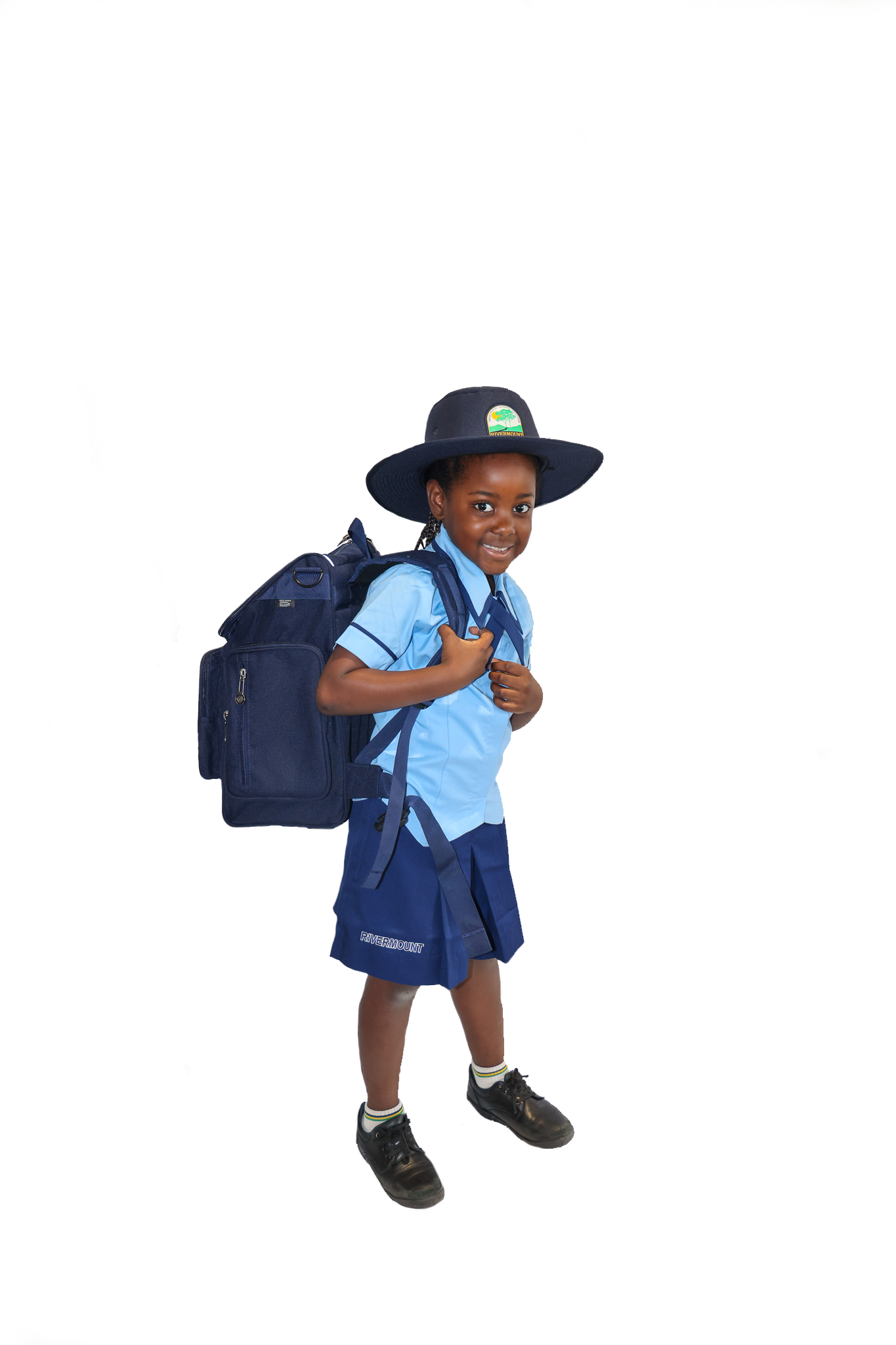 Girls P-3 Navy Coulotte with Rivermount logo