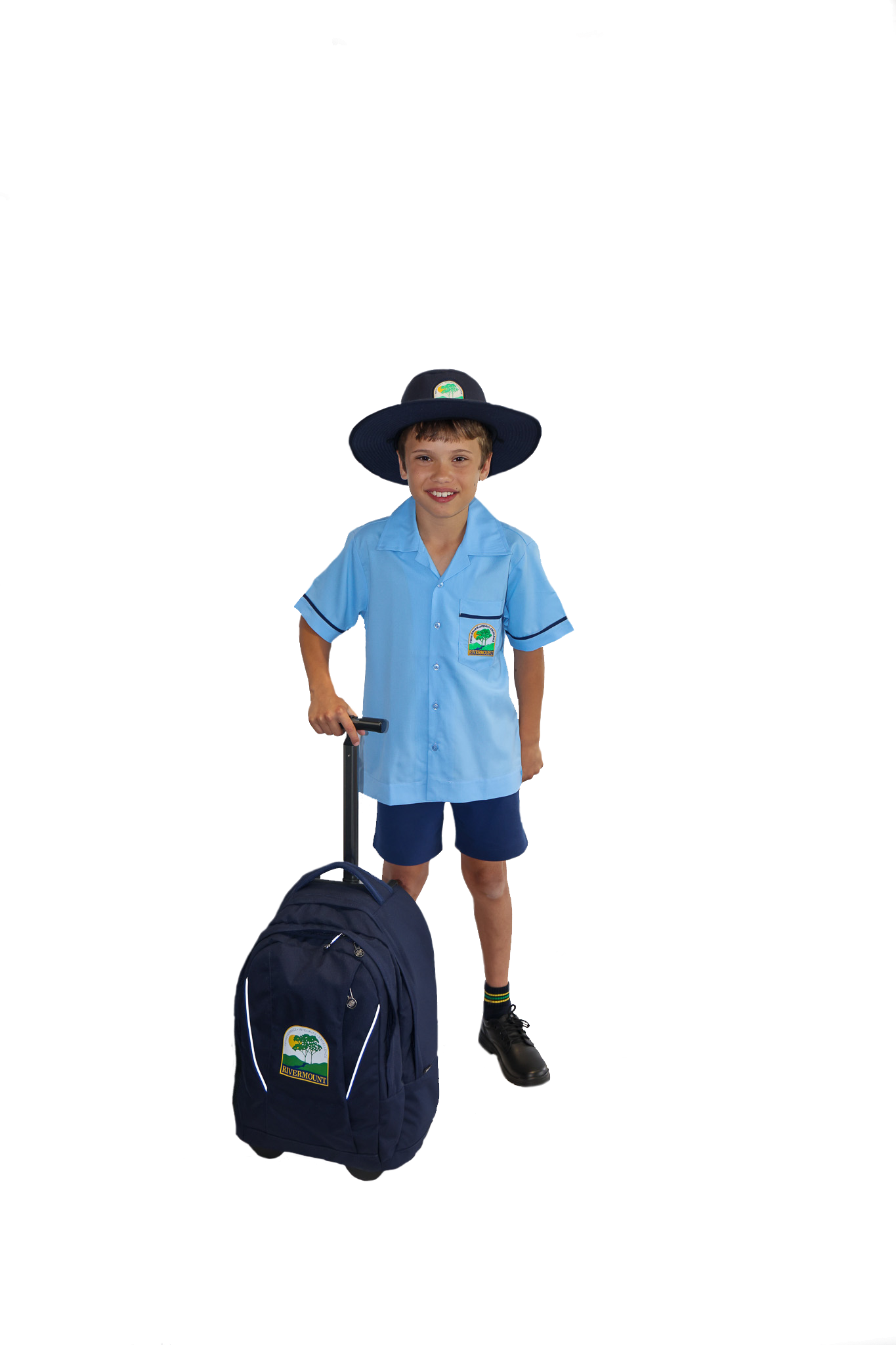 Boys P-3 Light Blue Jack Shirt With Navy Trimming