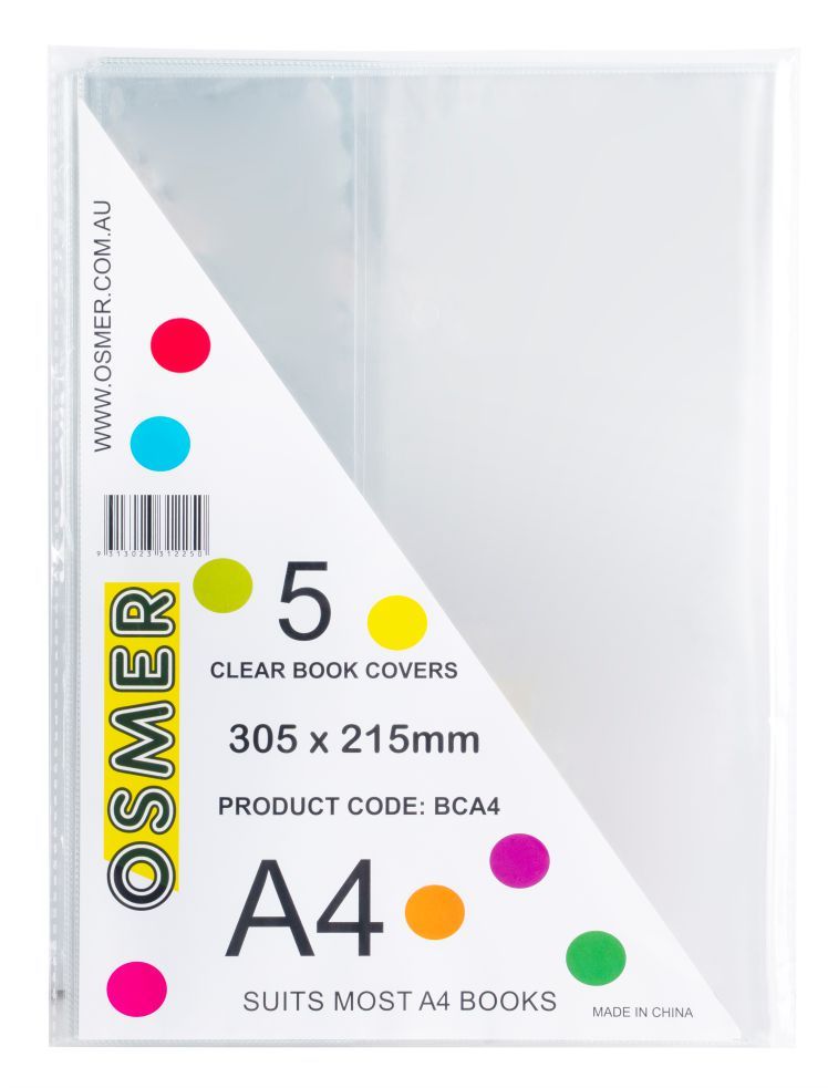 Book Cover - A4 pk 5 Clear