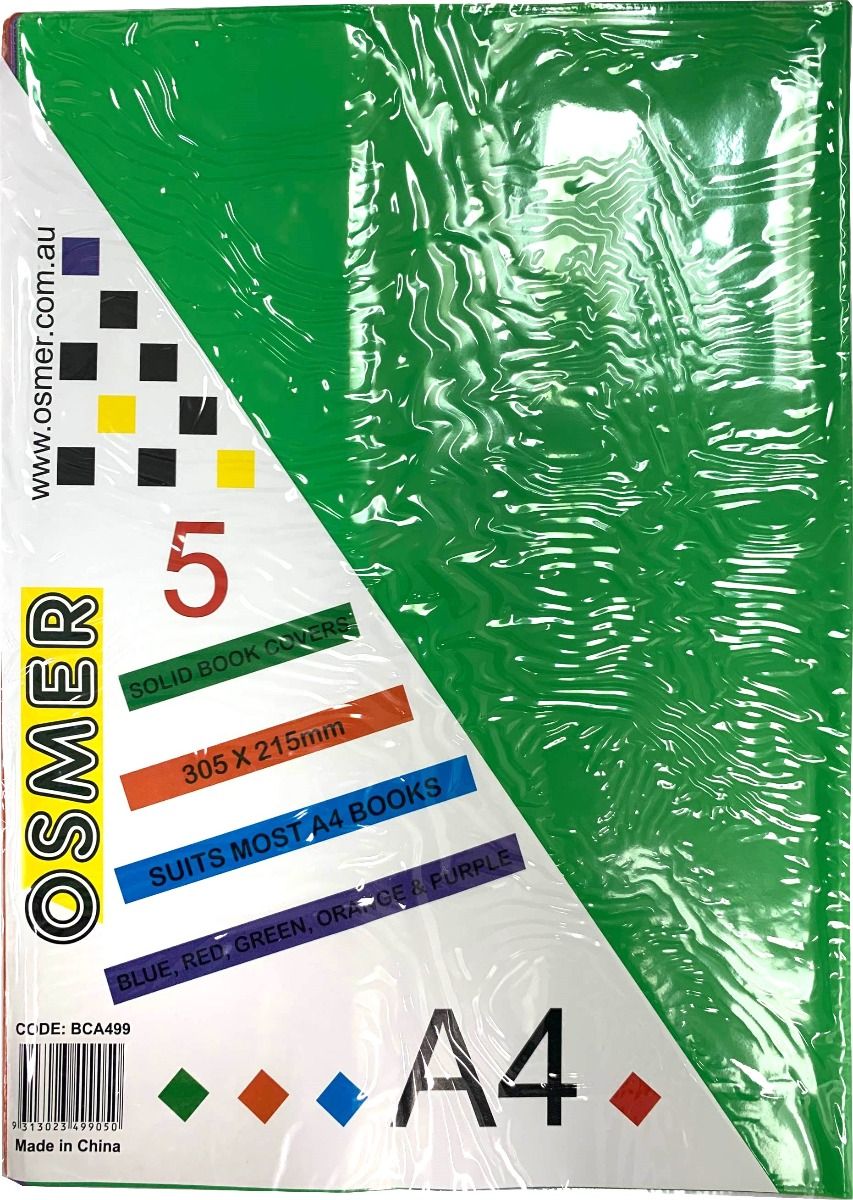 Book Cover - A4 pk 5 Solid