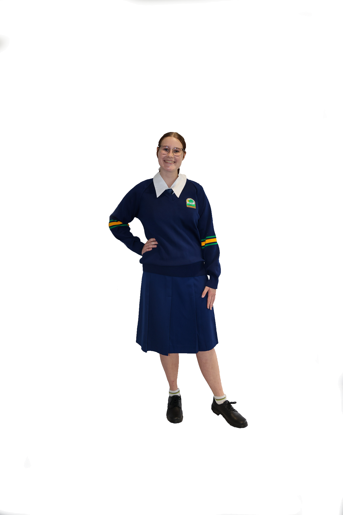 College Navy Jumper with Emblem P-12