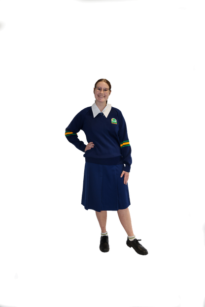 College Navy Jumper with Emblem P-12